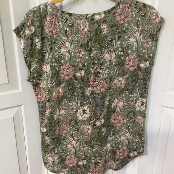 Joie Linen Floral Blouse in Green and Pink - Picture 13 of 15
